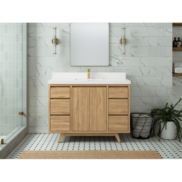 Corrigan Studio® Madison Teak 48" Single Bathroom Vanity Set Wayfair